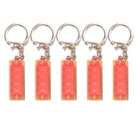 5 pieces mini harmonica key rings 4 holes 8 note keyfod for kids beginners gift pink