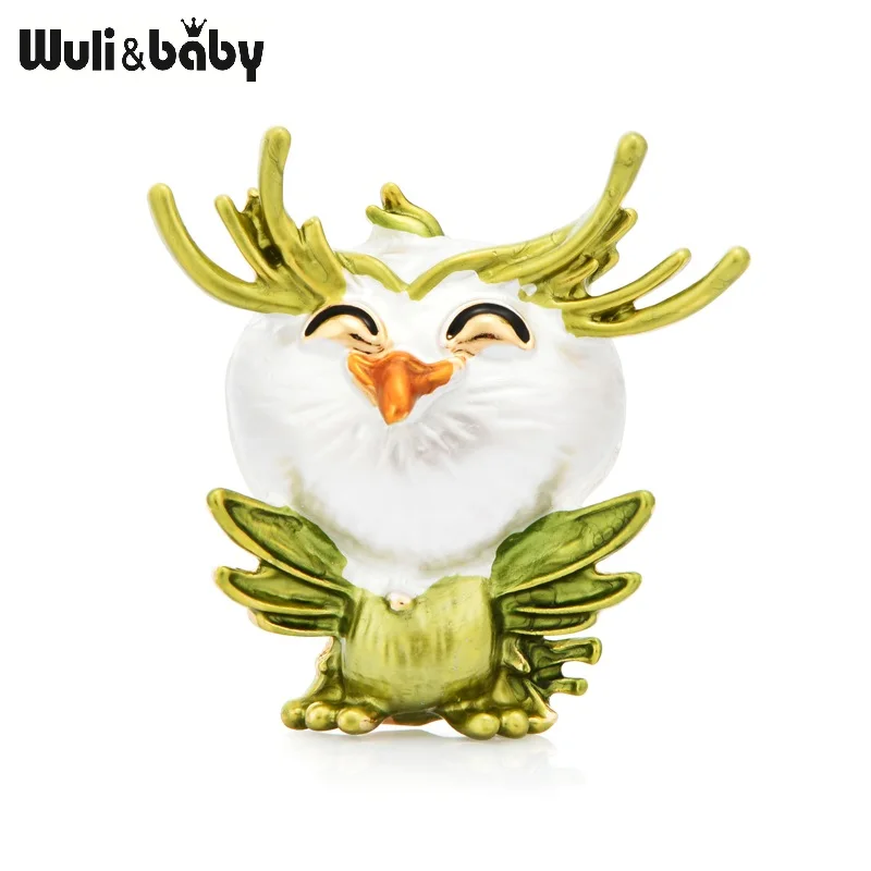 Женская металлическая брошь Wuli &amp baby в виде улыбающейся совы 4 цвета Подарочная