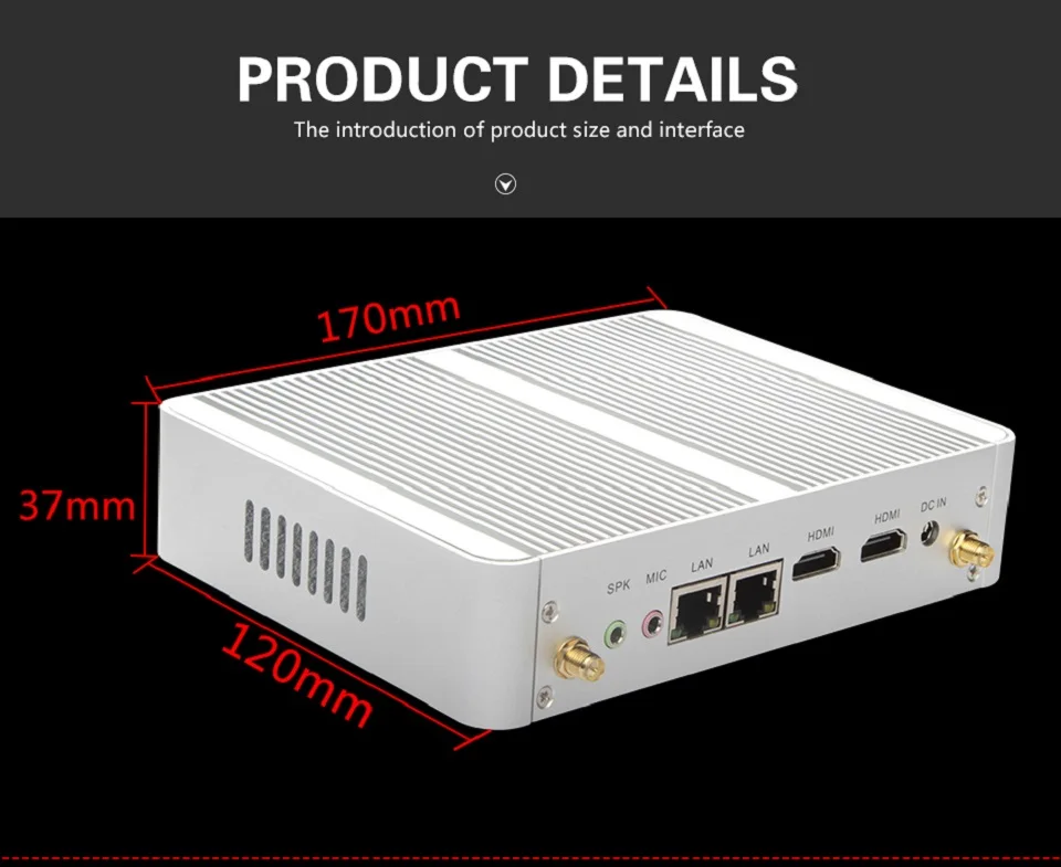 Двойной HDMI WiFi двойной LAN tv Box безвентиляторный Intel N3150 Мини ПК Celeron четырехъядерный 1,6~ 2,08 ГГц Windows 10 Мини компьютер
