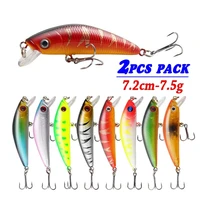 2pcs minnow fishing lures bass cank bait artificial hard fish lures wobblers swimbait fishing tackle 7 2cm 7 5g