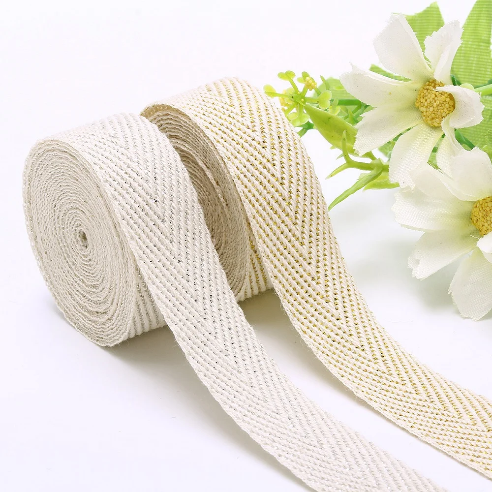 Бежевая хлопковая саржевая лента 10/15/20/25 мм