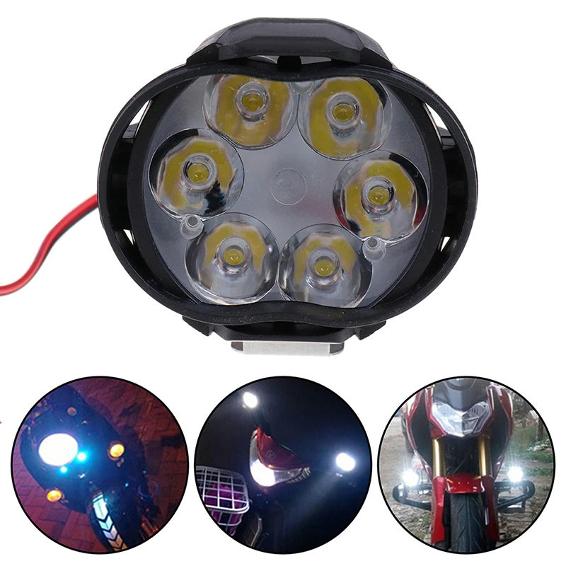 

1Pc 6-LED White Motorcycle Car Headlight Spot Light DRL Driving Fog Lamps