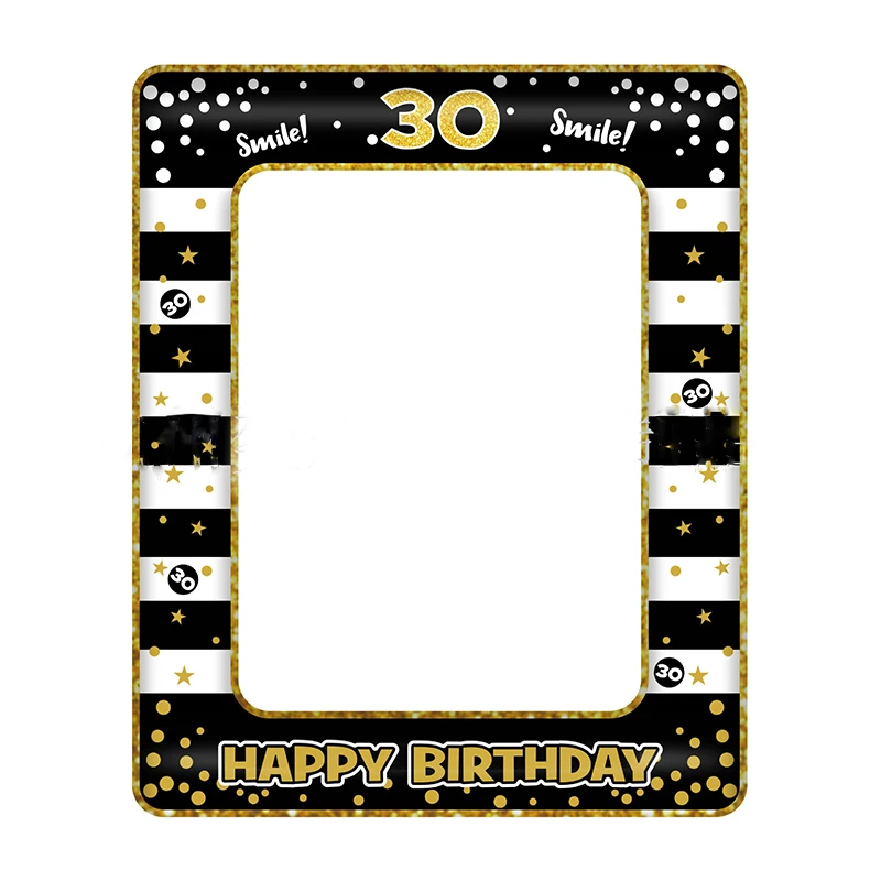 

71x58cm Black Gold Balloon Birthday Photo Frame Happy 50 40 30 Years Old Birthday Party Decor Adults Favor Home Birthday Decor