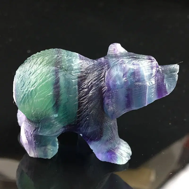 

Natural Stone Crystal Rose Quartz Rainbow Bear Figure Amethyst Obsidian Animals Crafts Decoration Home Decor Christmas Present