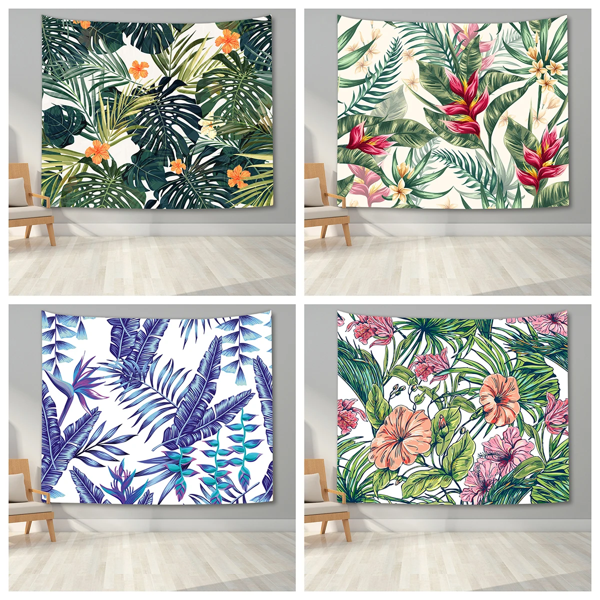 Цветной цветочный настенный гобелен с листьями для спальни домашний декор