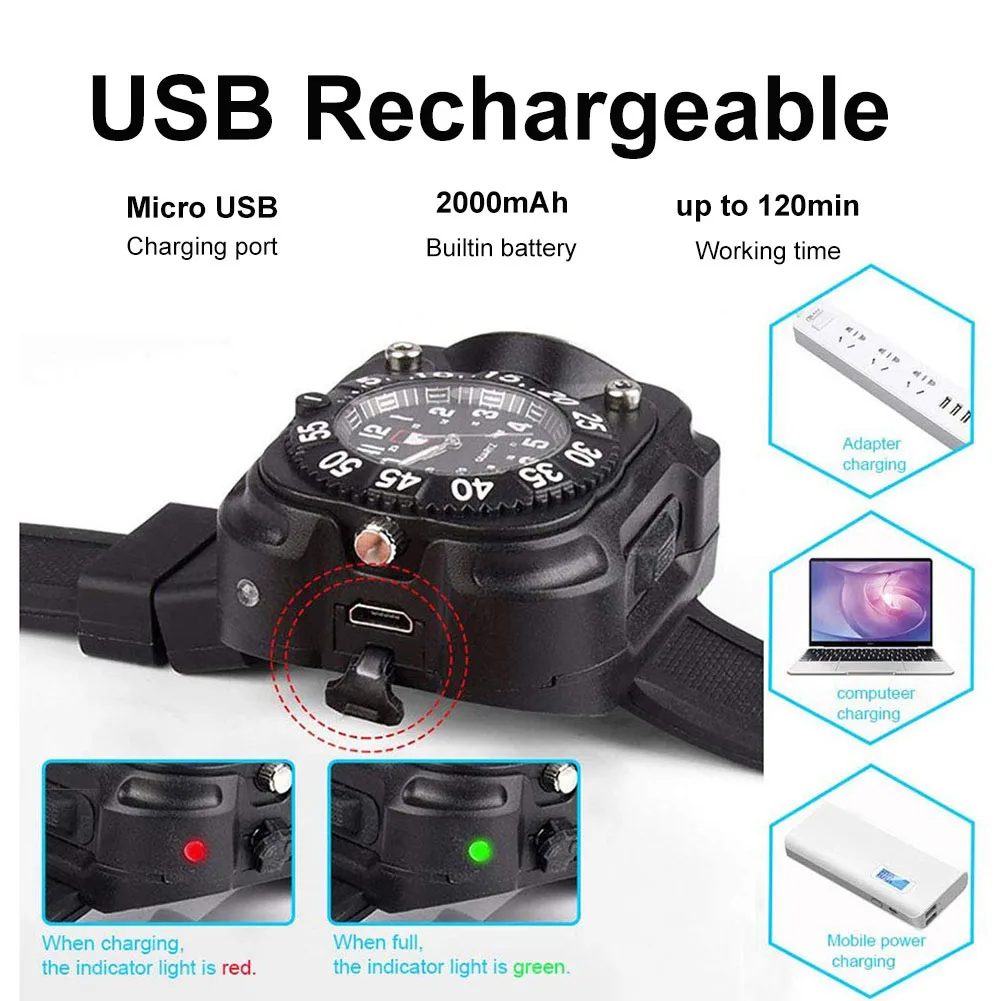 3 в 1 Спорт на открытом воздухе Перезаряжаемые яркий светодиодный фонарик компас