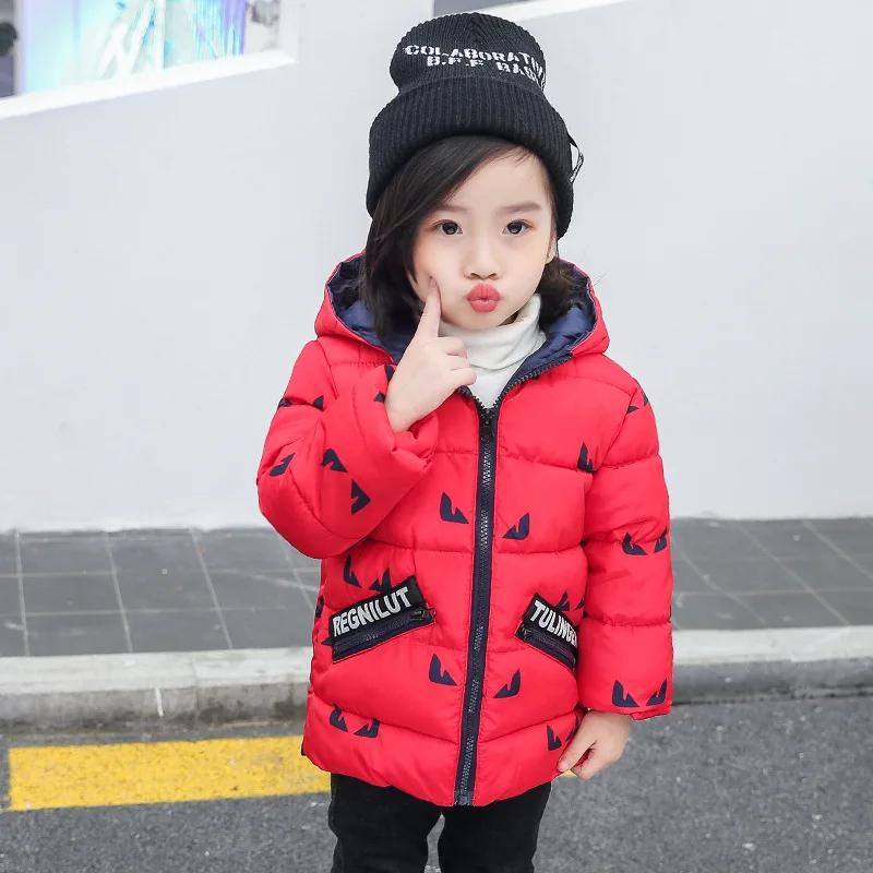 Новая зимняя теплая хлопковая одежда для малышей Детская куртка для мальчиков плотная Детская куртка с принтом модная детская теплая одежда, куртка
