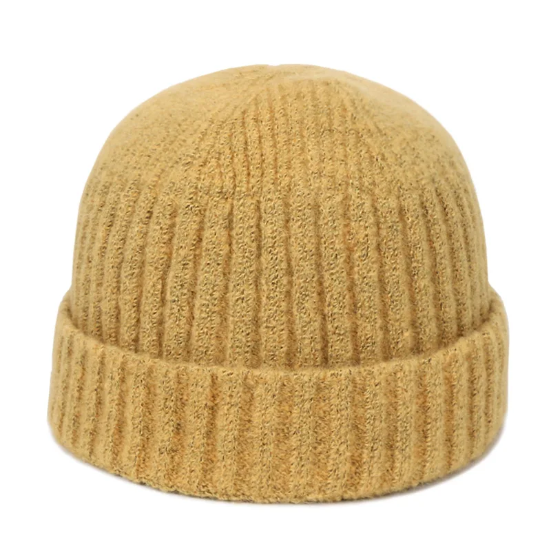 Новинка 2019 Мужская Вязаная Шапка-бини Skullcap. Повседневная короткая шерстяная