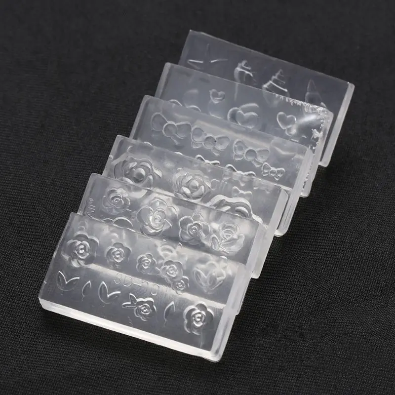 

652B 6Pcs/Set 3D Mini Flower Shell Conch Carving Acrylic Silicone Mold for DIY Nail Art Mould Template Jewelry Earrings Pendant