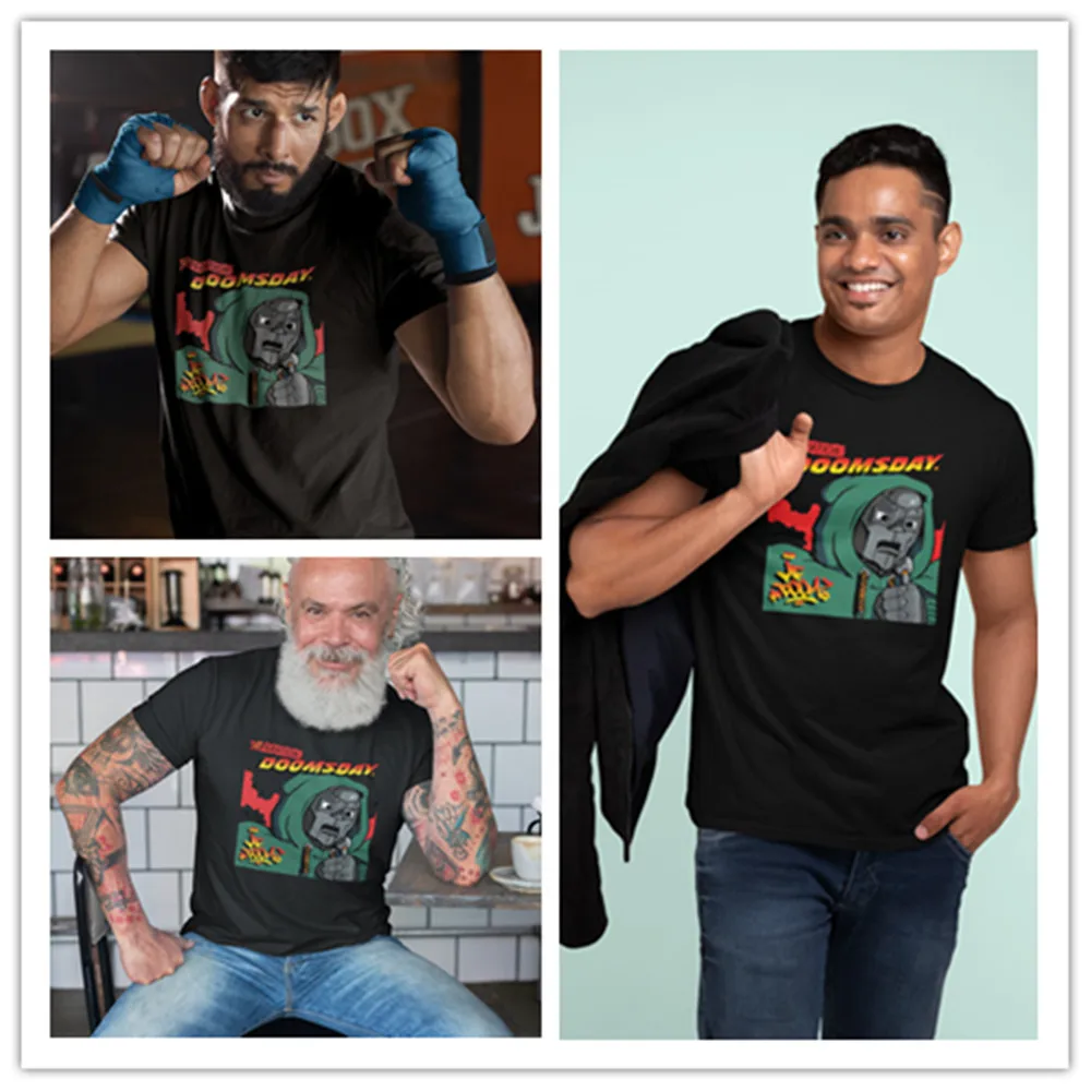 Футболка Mf Doom футболка в стиле Рок хоп хлопковая с графическим рисунком Мужская