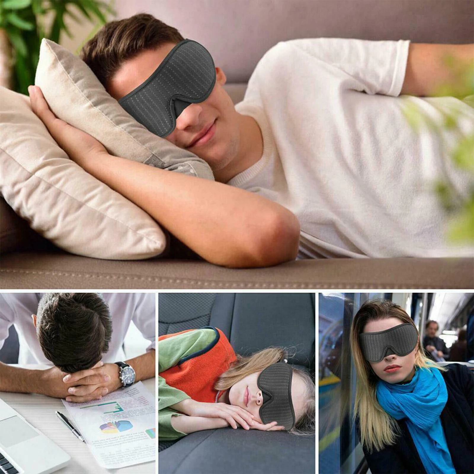 

3D Stereo Shading Sleep Eye Mask Portable Breathing Eye Mask With Adjustable Headband Unisex Suitable for Home Office Camping