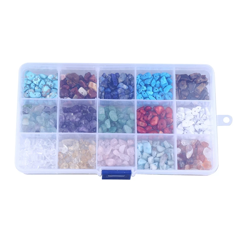 

Irregular 15-Color Assorted Box Set Loose Beads 7-8mm Crystal Energy Stone Healing for Jewelry Making