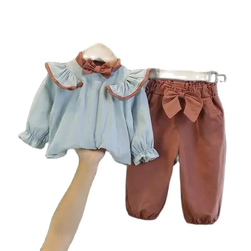 

VIDMID Children's girls spring suit new style shirt baby girl's casual long sleeve suits Little girl two piece clothes set P5080