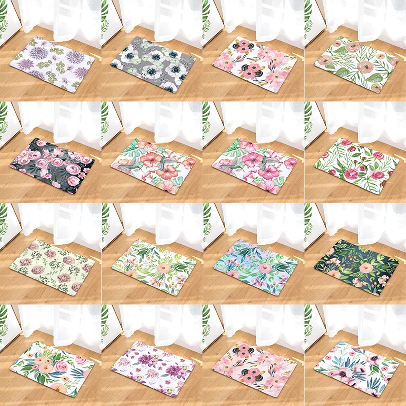 Tropical Flower Print Living Room Entrance Doormat Plam Leaf Kitchen Absorbent Carpet Home Decor Bathroom Rectangle Rugs | Дом и сад