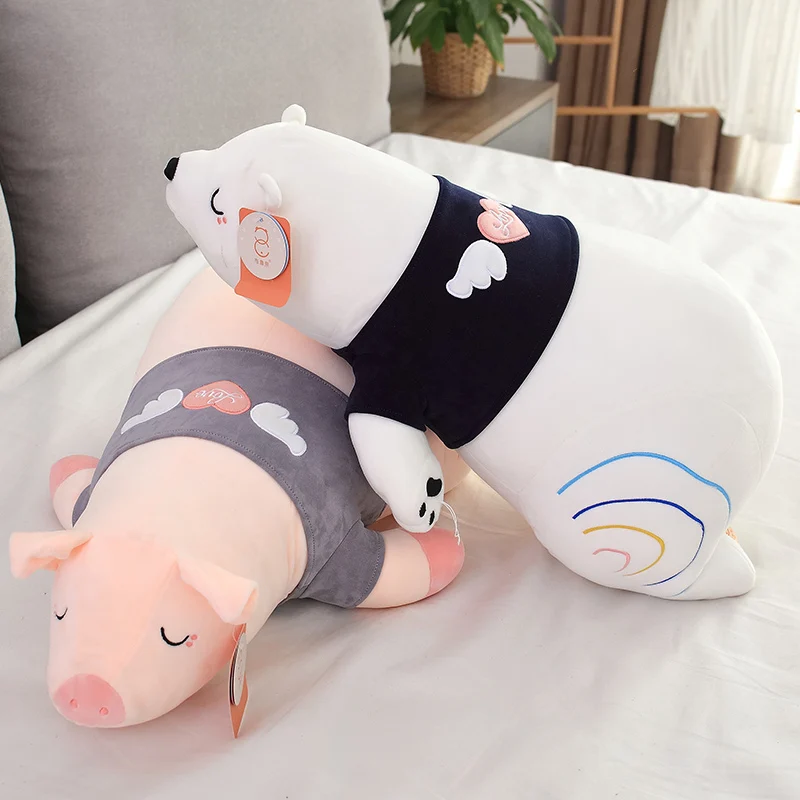 

Super Soft Cartoon Cute Plush Lying Animals Pig Dog Bear Lion Toys Pillow Stuffed Panda Cat Sofa Bed Home Cushion For Girls Gift