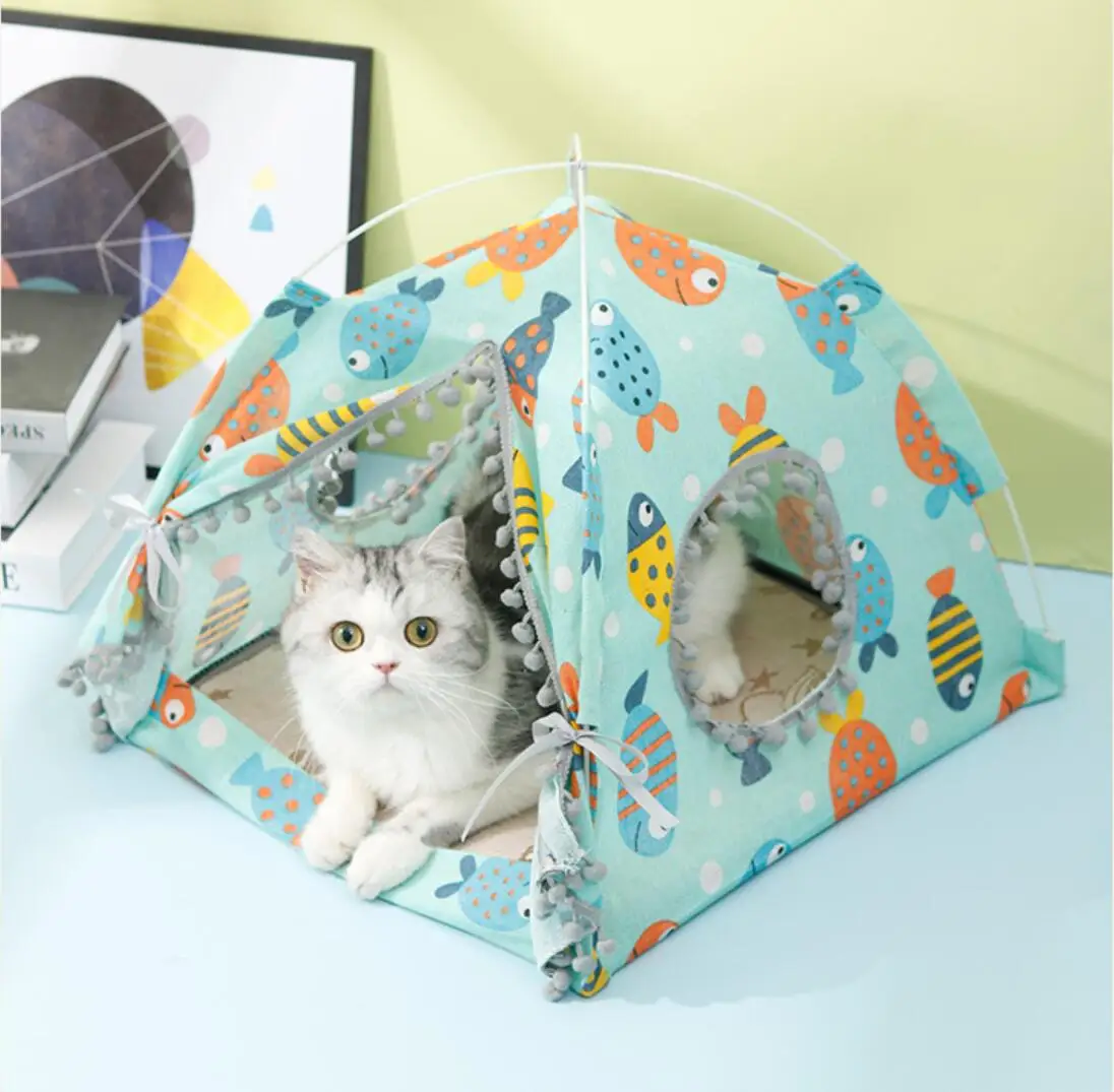 

Summer semi closed house four seasons breathable pet tent cat and dog foldable outdoor pet products