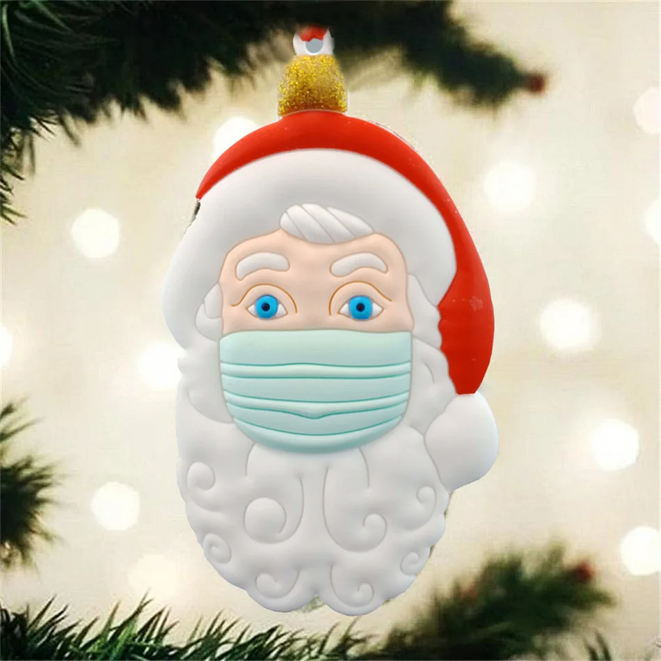 

2020 3D Quarantine Christmas Ornament Santa Claus With Mask Personalized Family Hanging Decoration pendant Christmas Gift