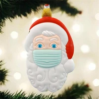 2020 3d quarantine christmas ornament santa claus with mask personalized family hanging decoration pendant christmas gift