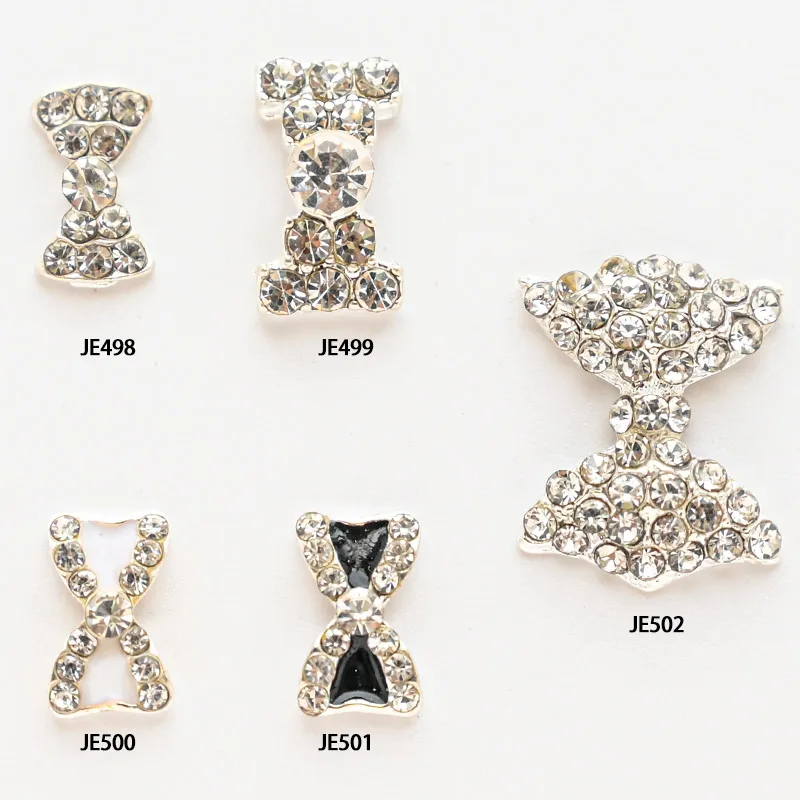 

Hot Selling 10Pcs Bow-Knot Nail Charms Metal&Crystal Butterfly For Nails Art 3D Nail Sticker k9 Glass Rhinestone Decorations Gw3