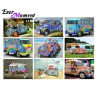 Набор для алмазной живописи Ever Moment, красочный пейзаж с изображением автомобиля, автобуса, пляжа, летнего автомобиля для отдыха, квадратная картина ручной работы ASF2293