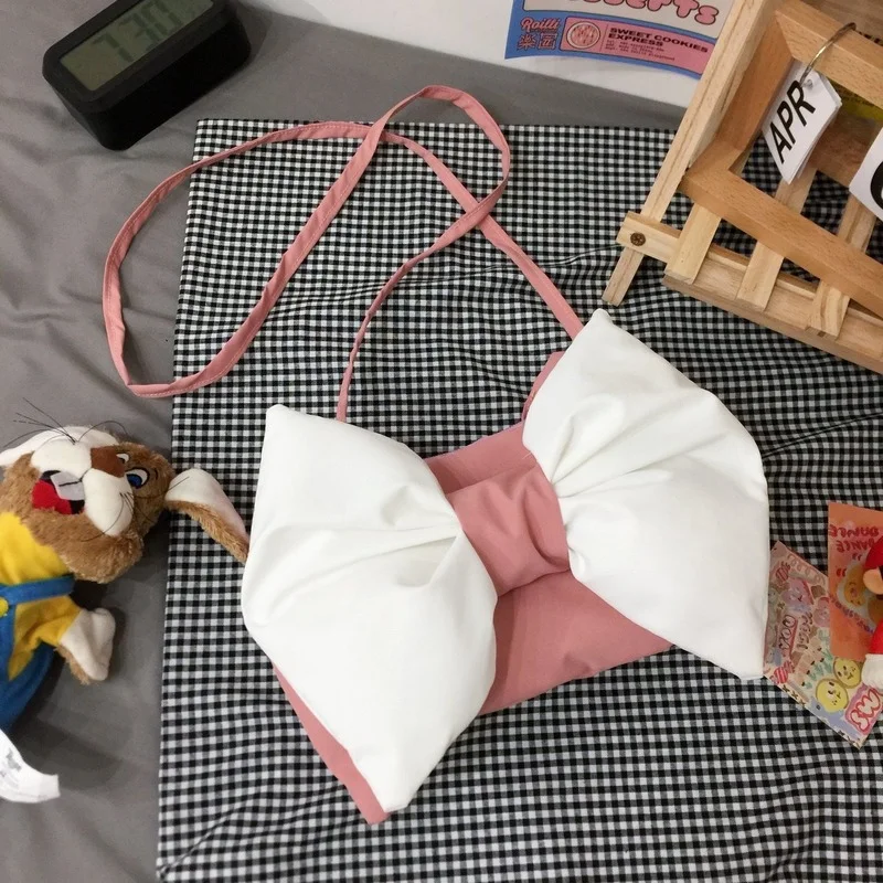 

Double Sided Bow Crossbody Bag for Women Lovely Girl Padded Shoulder Bag Small Soft Mobile Phone Bag Purse Handbag 5 PCS/SET