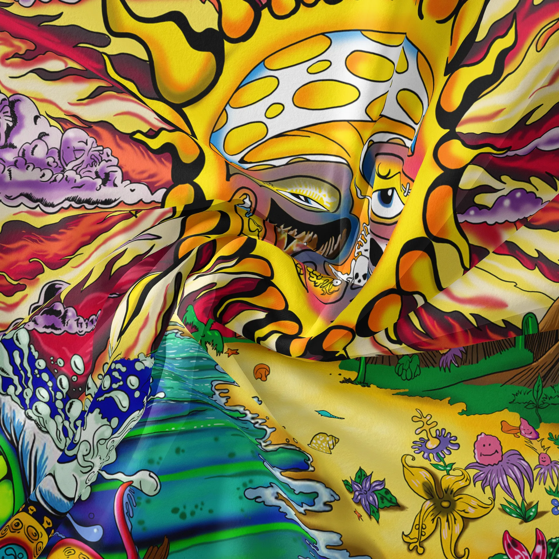 Настенный гобелен в стиле бохо с узором Триппи Луной и карточкой Таро настенный