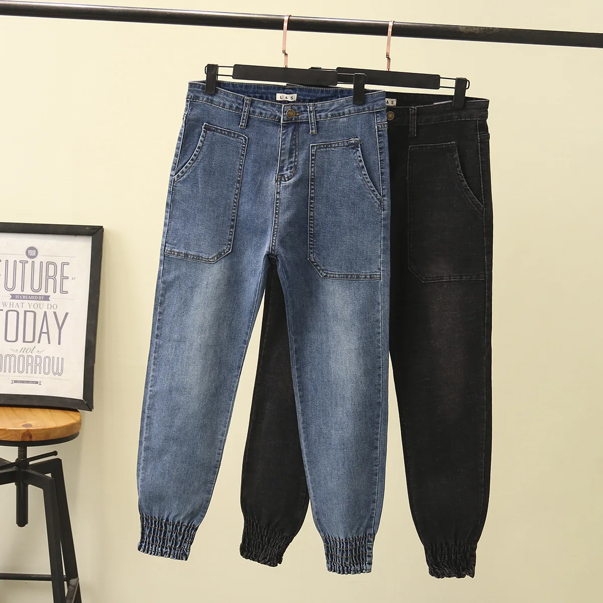 2020 весенние модные женские джинсы с высокой талией хлопковые свободные