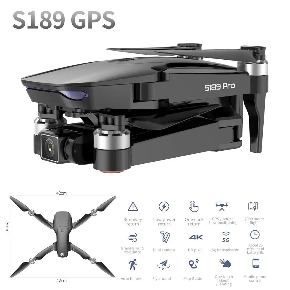 

Квадрокоптер Радиоуправляемый S189 Pro, 4k, Gps, Wi-Fi, 30 минут полета