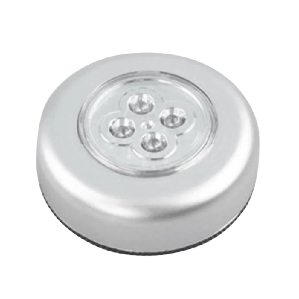 

4 LED Touch Control Night Light Round Lamp Under Cabinet Closet Push Stick On Lamp Home Kitchen Bedroom Automobile Use Sale