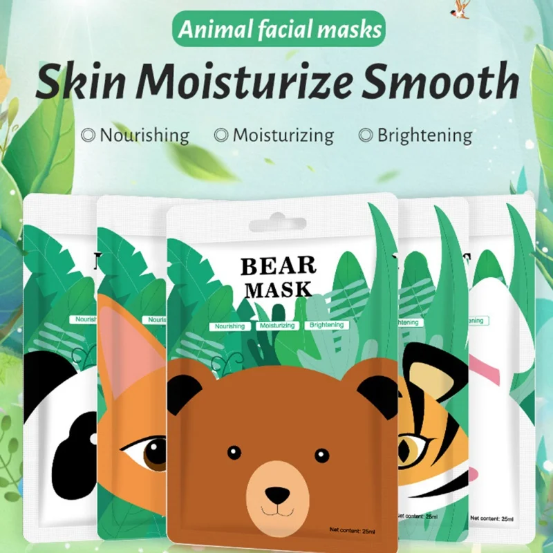 

Маска для лица в форме тигра/кролика/медведя/панды, 5 шт.