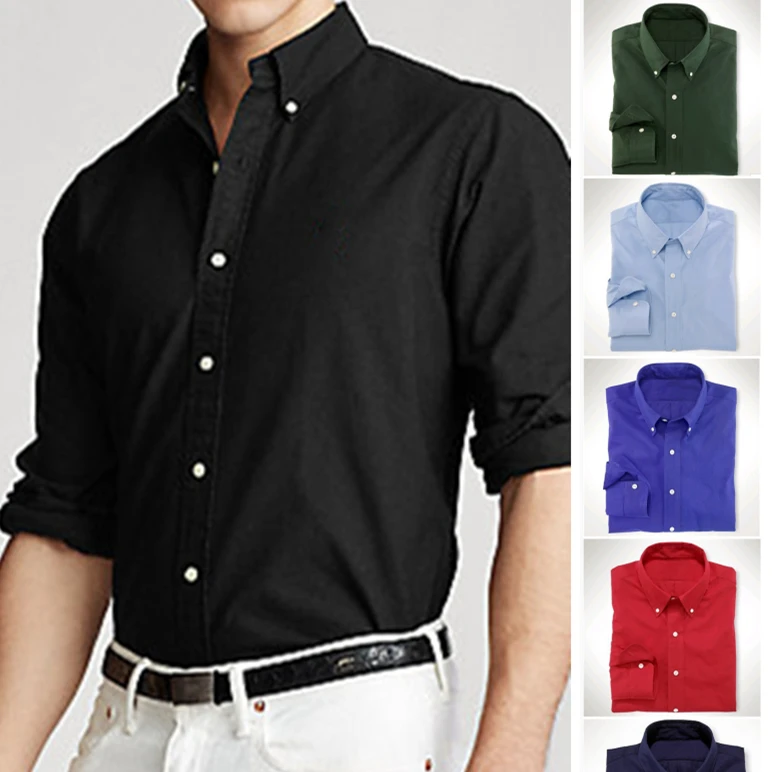 

High Quality Homme Small Horse Top 100%cotton Camisa Masculina Men Long Sleeve Dress Shirts Fashion Casual Hombre Chemises