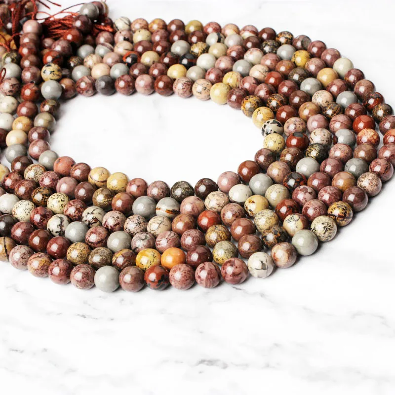 LanLi 6 8 10 12mm fashion NaturalJewelry Coloured Dinosaur stones scattered beads DIY Bracelet neckace Accessories make