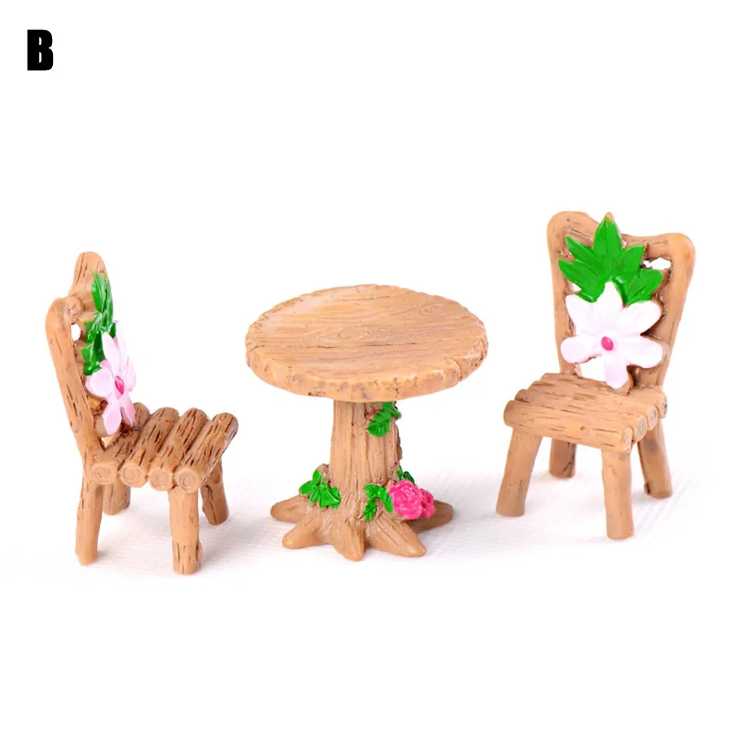 

Ornament Miniature Tables And Chairs Synthetic Resin Dollhouse Accessory