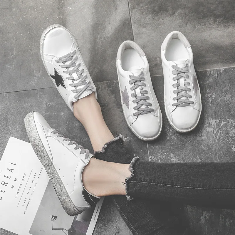

2021 Spring New Flat Leather Sneakers Female Solid Color Student Platform Shoes Casual Low-top Flats Women Shoes