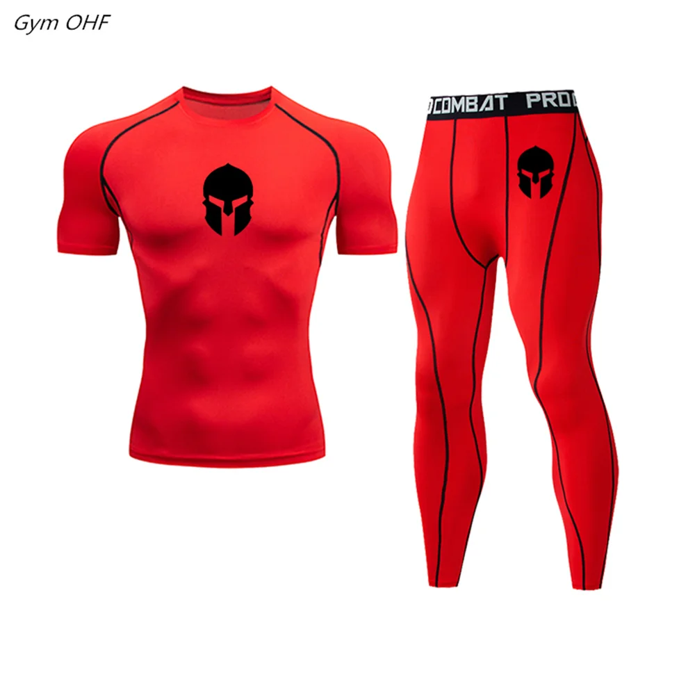 Gym Fitness Men Tracksuits Running Set Jiu Jitsu BJJ MMA Rashguard Mens Boxing Jerseys Quick Dry Joggers Training T Shirts Men