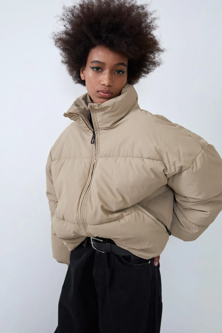 

Европейская и американская Женская Новинка Зима 2021 простая хлопковая куртка пальто на молнии Свободная куртка с длинным рукавом