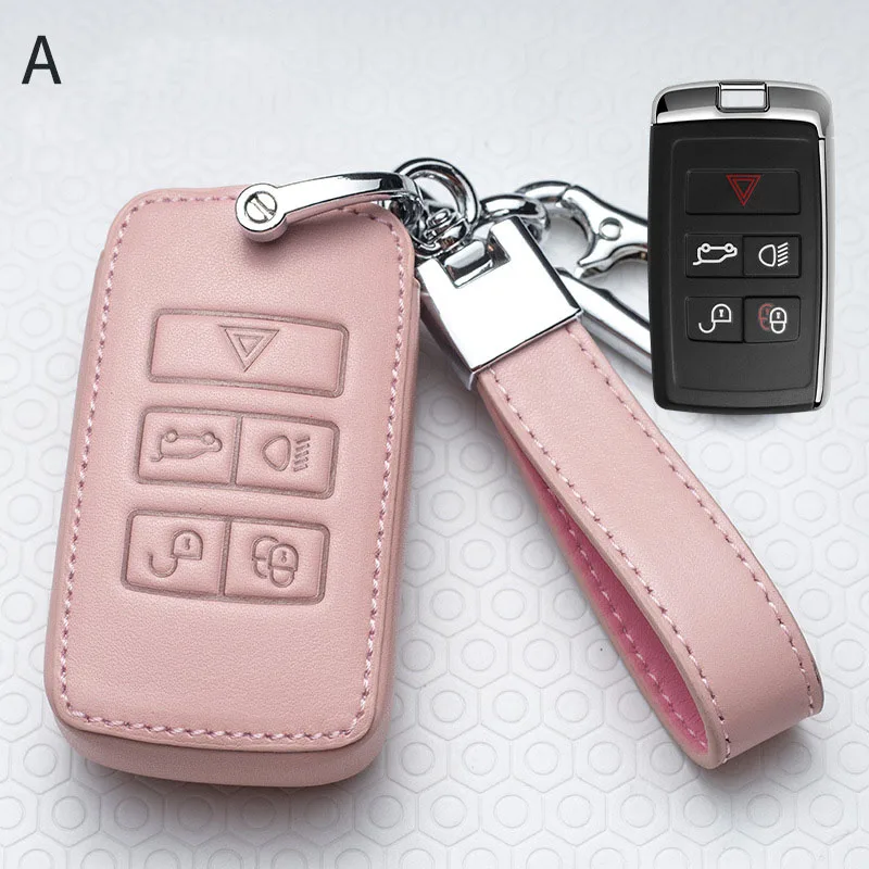 

Leather Car Remote Key Case For Land Rover Range Rover Sport Evoque Velar Discovery 5 For Jaguar E-Pace Auto Accessories