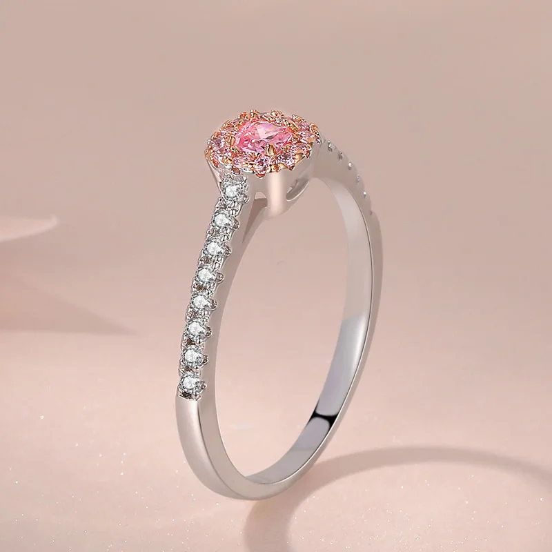 

Женский Квадратный бриллиант, из белого золота кольцо с розовым бриллиантом пробы, 18 карат, с цирконом, кольца из розовых драгоценных камней...