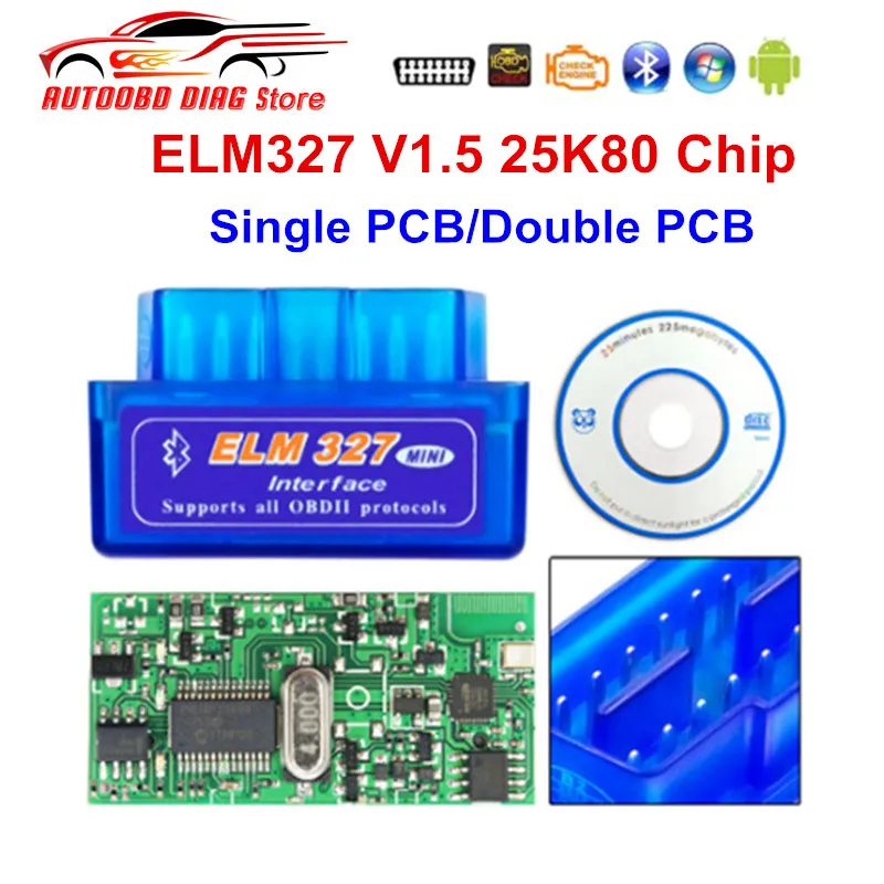 Диагностический сканер автомобильных кодов ELM327 V1.5 Bluetooth ELM 327 Чип PIC18F25K80 1 5 OBD2 OBDII
