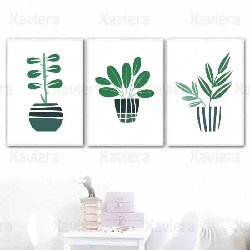 

Green Plant Potted Wall Art Canvas Painting for Living Room Bedside Home Decor Nordic Posters and Prints Minimalist Wall Picture