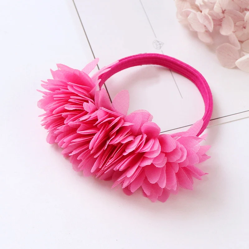 

New Sweet Women Girls Colorful hair scrunchies Girl Elastic candy color double layer scrunchie Flower hair circle color headband