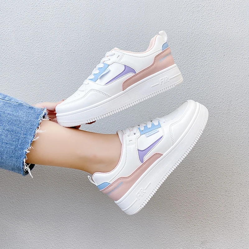 Кроссовки женские с вулканизированной подошвой, повседневная обувь в стиле пэчворк, Модные кеды