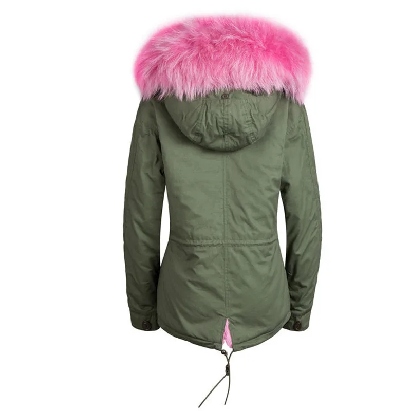 Розовая Зимняя парка из искусственного меха Мужское пальто с капюшоном тонкая
