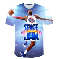 2021 new movie space jams t shirt boys short sleeve sweatshirts basketball stars 3d printing tees kids children summer clothes