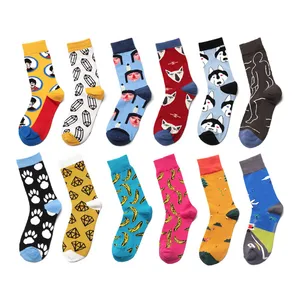 Харадзюку мужские носки чесаный хлопок милый сумасшедший, Счастливый мультфильм Sokken розовый сладкий Забавный Новый кавайный собака банан счастливые носки