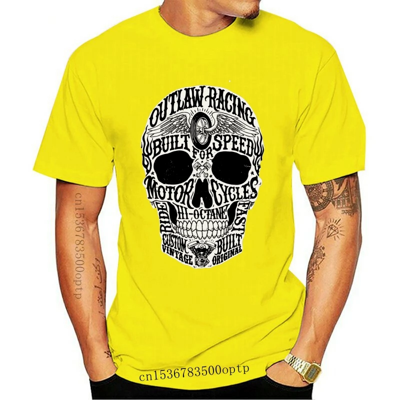 

New 2021 2021 Mens T Shirts HI-OCTANE Skull T-Shirt Uomo S-2XL BIKER Rock Metal OUTLAW MOTORINO CAFE RACER Print Round Neck Man
