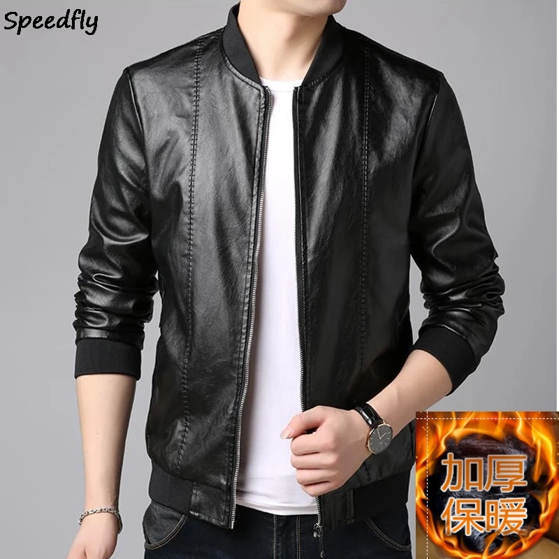 

2020 Autumn Jacket Motorcycle Leather Winter Men's Casual Zipper Leather Jacket Men Leisure Clothing Men's Slim short men jacket