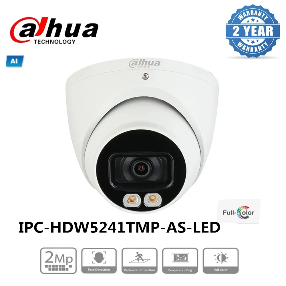 

Сетевая камера Dahua глобальная версия, 2 МП, WDR, Eyeball WizMind, IPC-HDW5241TMP-AS-LED, встроенный микрофон, полноцветный IP H.265, ИК, 20 м