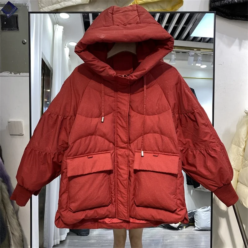 

2022 NEW Winter Down Jacket Fashion Women Clothing Short Parkas Outwear Winter Coats Loose Korean Hooded Jackets Girls Tops D575