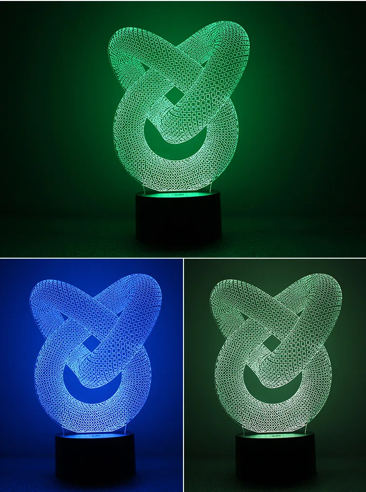 3D светильник светодиодный питанием от USB светодиодная настольная лампа с двумя